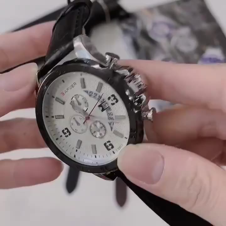 Đồng hồ đeo tay Cafuer 290 vỏ kim loại mạ trắng sáng - Đồng hồ nam dây da mềm mại | BigBuy360 - bigbuy360.vn