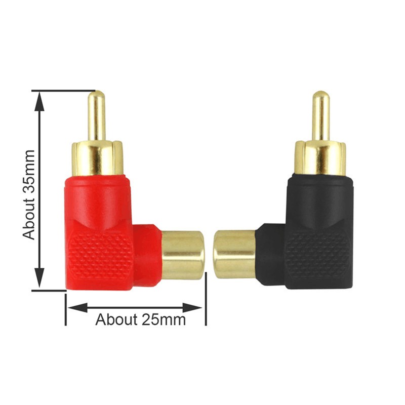 Bộ chuyển đổi ổ cắm RCA sang đầu cắm RCA góc phải nối dây âm thanh và video