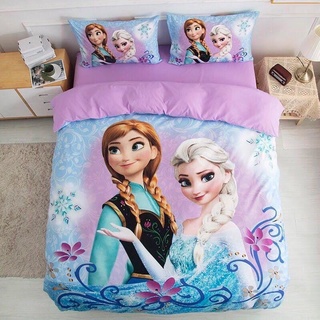 Bộ drap & chăn phao cotton tina 3d elsa