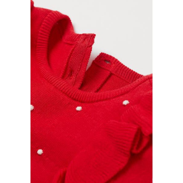 Áo len đỏ tươi chấm bi trắng bé gái, HM UK săn SALE
