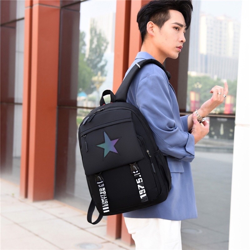 Balo Ulzzang Hàn Quốc Phản Quang Thời Trang Unisex Backpack 2810 Shop Balo Đi Học Nam Nữ Chống Nước Có Ngăn Chống Sốc