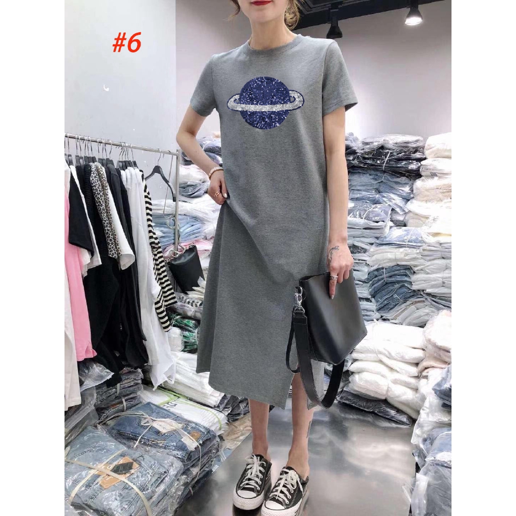 Đầm suông dáng dài tay ngắn in họa tiết hoạt hình dễ thương dành cho nữ | BigBuy360 - bigbuy360.vn