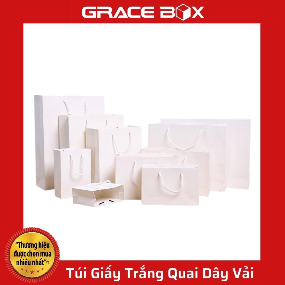 {Giá Sỉ} Túi Giấy Trắng - Quai Dây Vải Chắc Chắn - Nhiều Size - Siêu Thị Bao Bì Grace Box