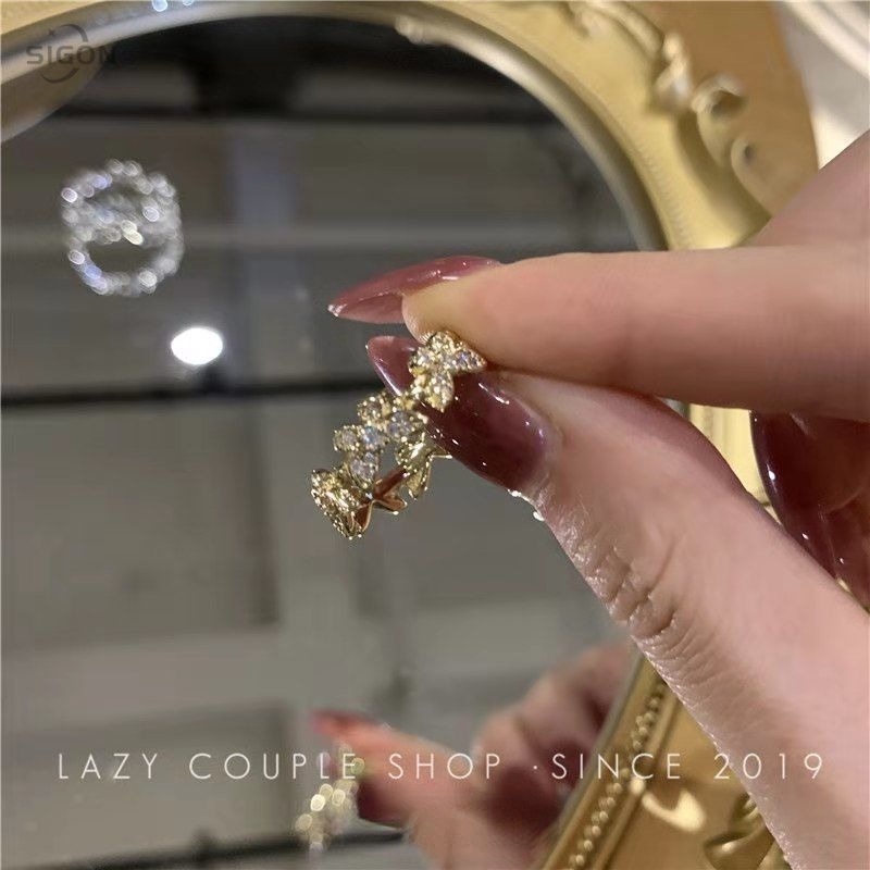 Nhẫn Đồng Hình Bướm Đính Đá Xinh Xắn