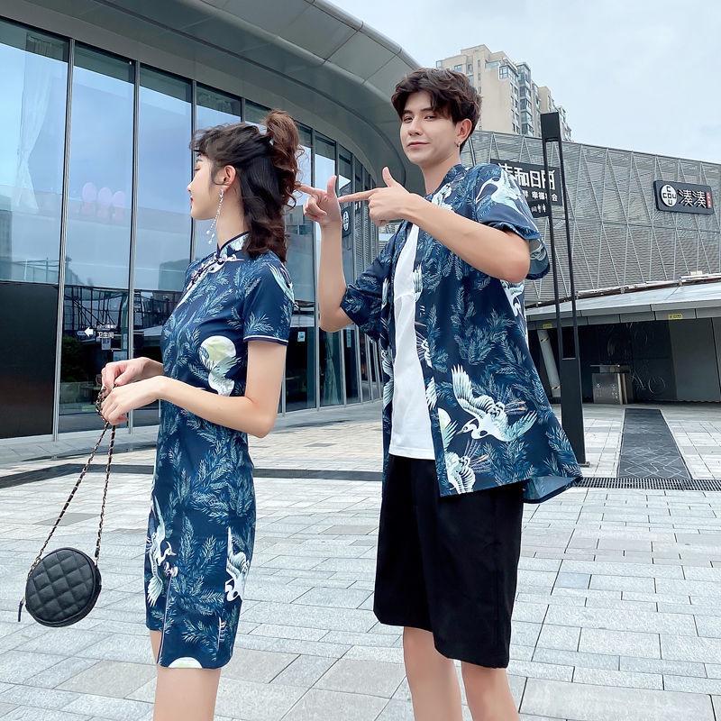 Sườn Xám Cách Tân Ôm Dáng Phong Cách Trung Hoa Thời Trang Mùa Hè Cho Cặp Đôi