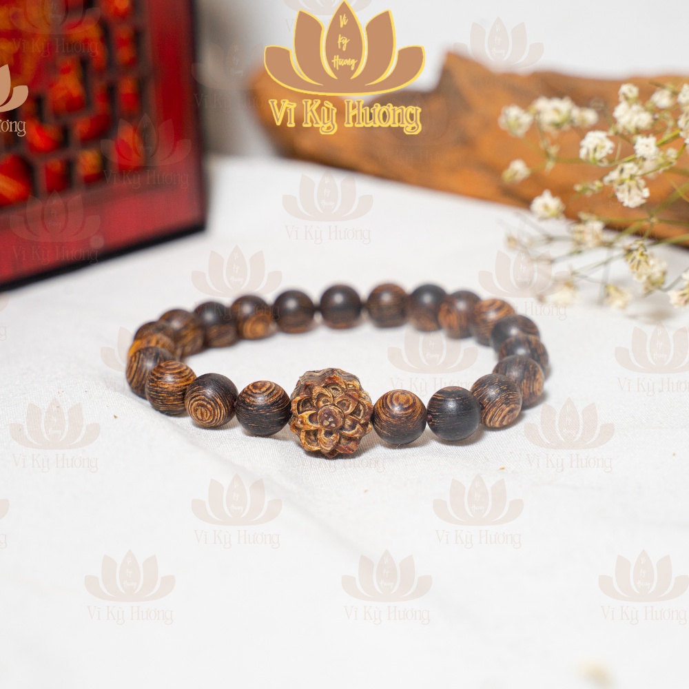 Vòng tay trầm hương sánh chìm mix hoa sen , vĩ kỳ hương, 100% hàng tự nhiên cam kết đổi trả nếu hàng kém chất lượng | BigBuy360 - bigbuy360.vn