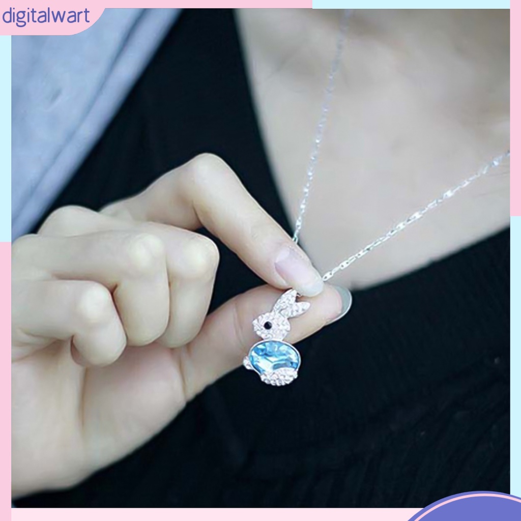 Dây chuyền mặt thỏ đính đá quý nhân tạo lấp lánh sang trọng cá tính dành cho nữ