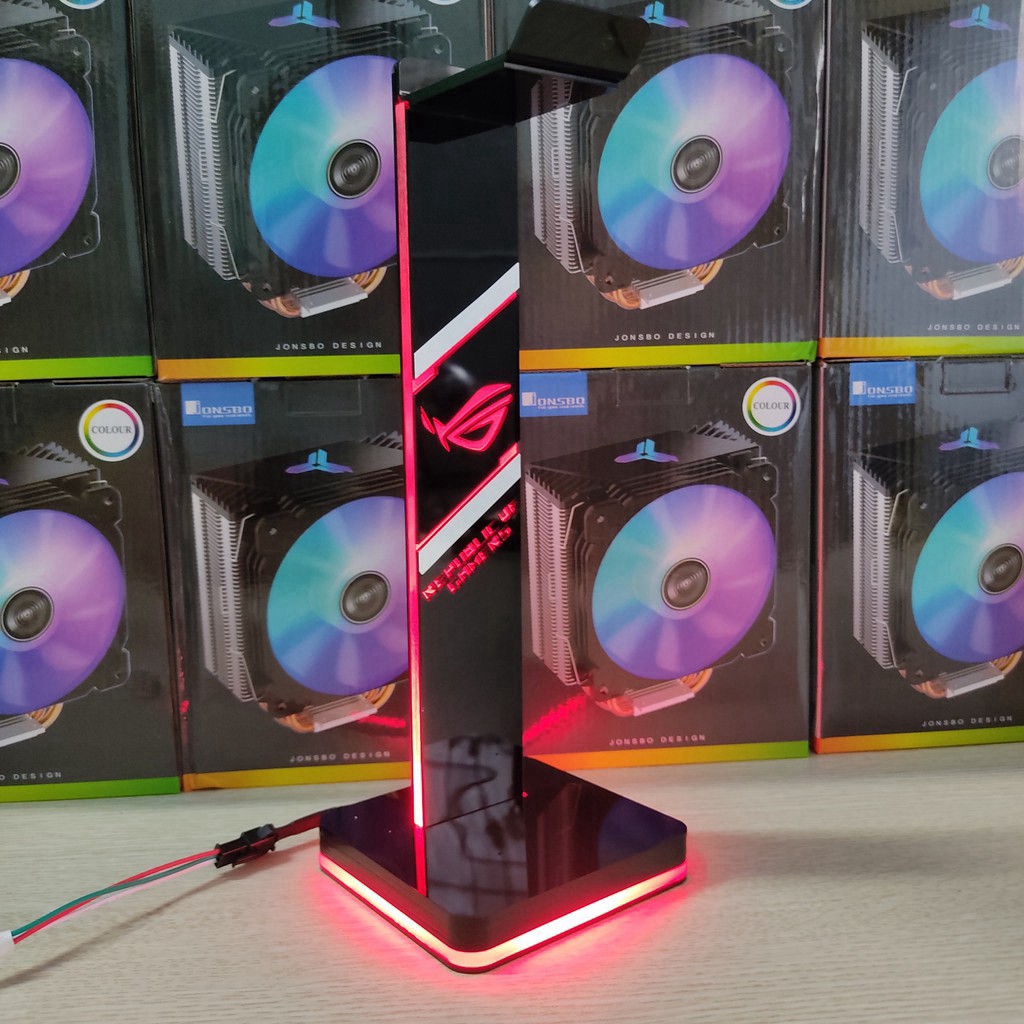 Giá treo tai nghe Gaming Logo ROG Led RGB, tặng kèm bộ khiển màu Coolmoon giá rẻ