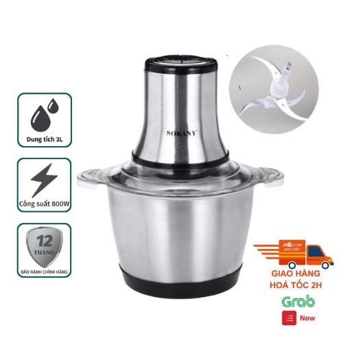 Máy xay đa năng, máy xay  thịt SOKANY LB7005A 3.0l cao cấp chính hãng tặng kèm lưỡi dao xay 3L