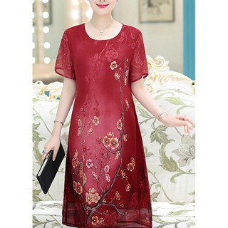 GOTI - HÌNH THẬT - ĐẦM SUÔNG BIGSIZE KIỂU ĐẦM SUÔNG IN HỌA TIẾT HOA MAI GOTI 3176