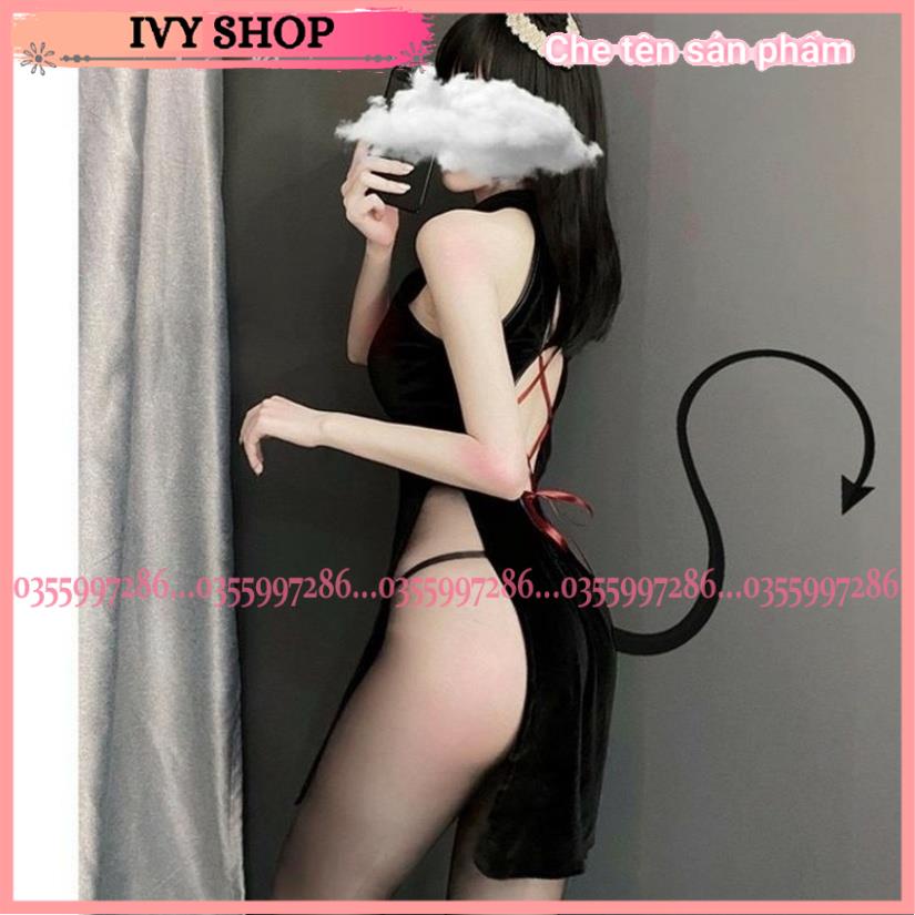 Váy Ngủ Nhung Sườn Xám Sexy - VN Nhung SXN1750 - Ivyshop