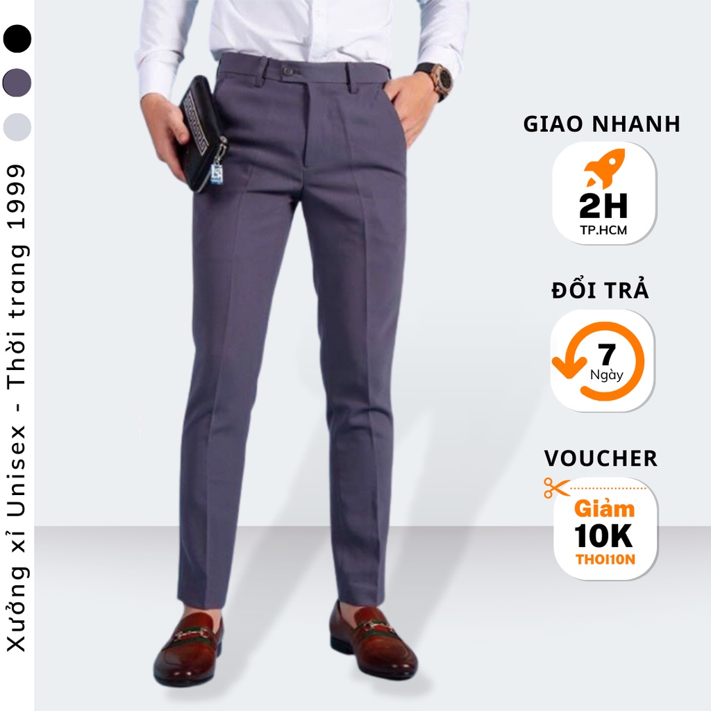 Quần tây nam công sở dáng ôm vải dày chống xù nhăn co giãn nhẹ.