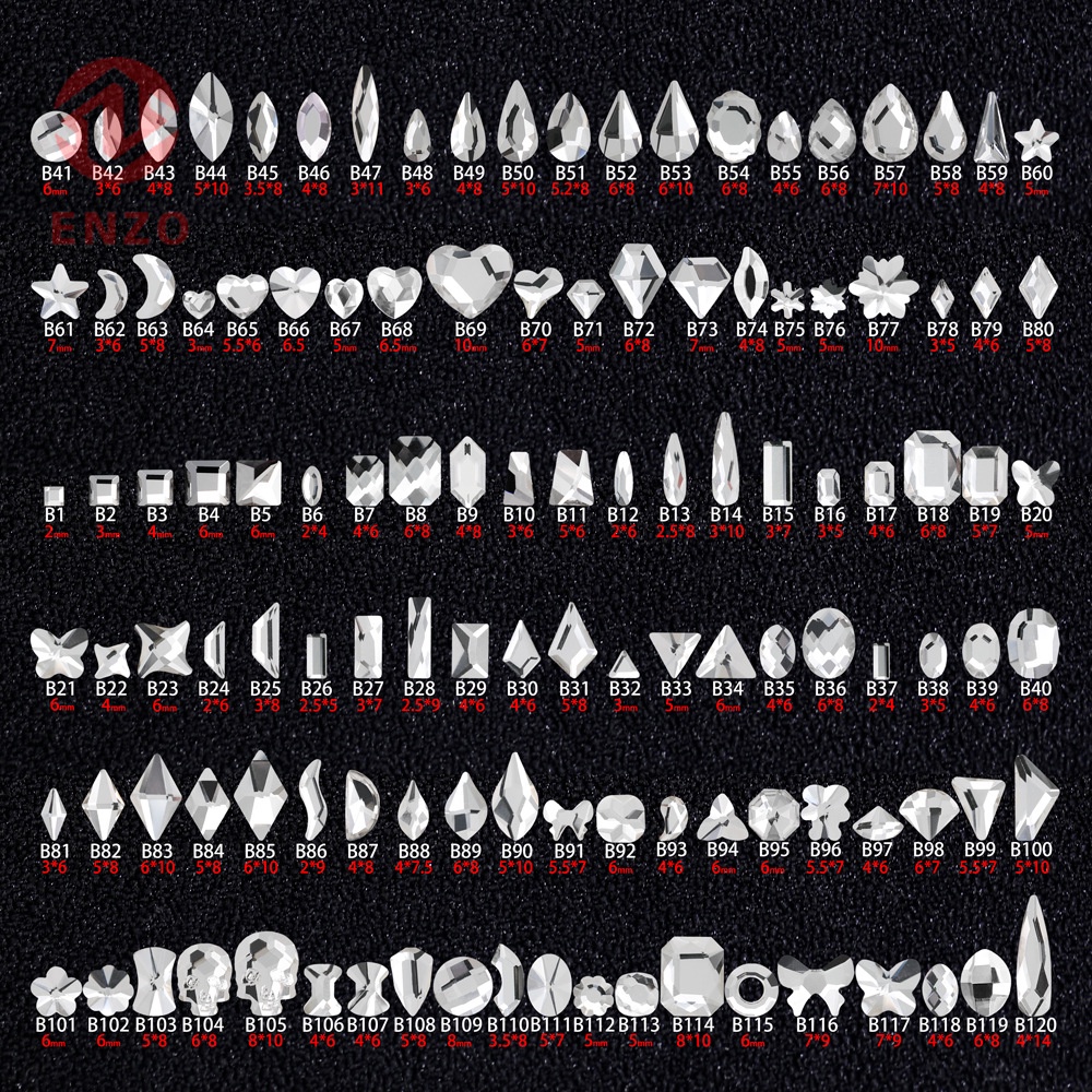 Đá đính móng tay nhiều hình dạng khác nhau