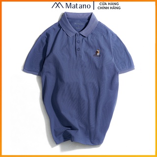 Áo thun polo nam cá sấu xám xanh MATANO - Áo phông nam có cổ trụ bẻ, vải cotton cao cấp chính hãng thêu họa tiết đẹp 027