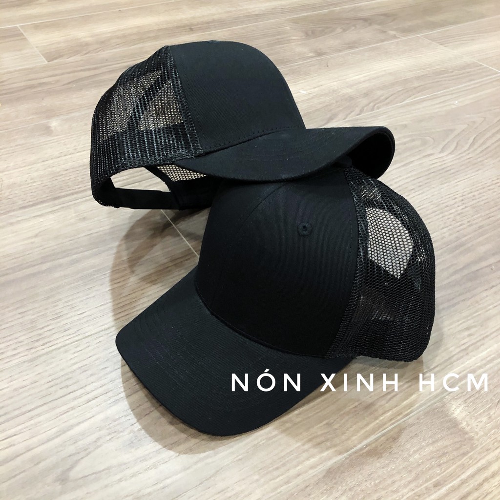 Nón lưỡi trai trơn đen baseball cap lưới thoáng - Vải loại tốt- Vành cong- Đẹp [HÌNH THẬT]