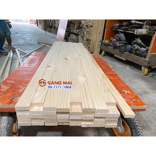 Thanh gỗ thông 4,5cm x 1,5cm x dài 120cm + láng mịn 4 mặt