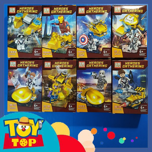 [Một hộp] Non lego đồ chơi xếp hình siêu anh hùng Captain, Iron Man, Thor, Ant-Man.... siêu anh hùng Marvel PRCK 64057