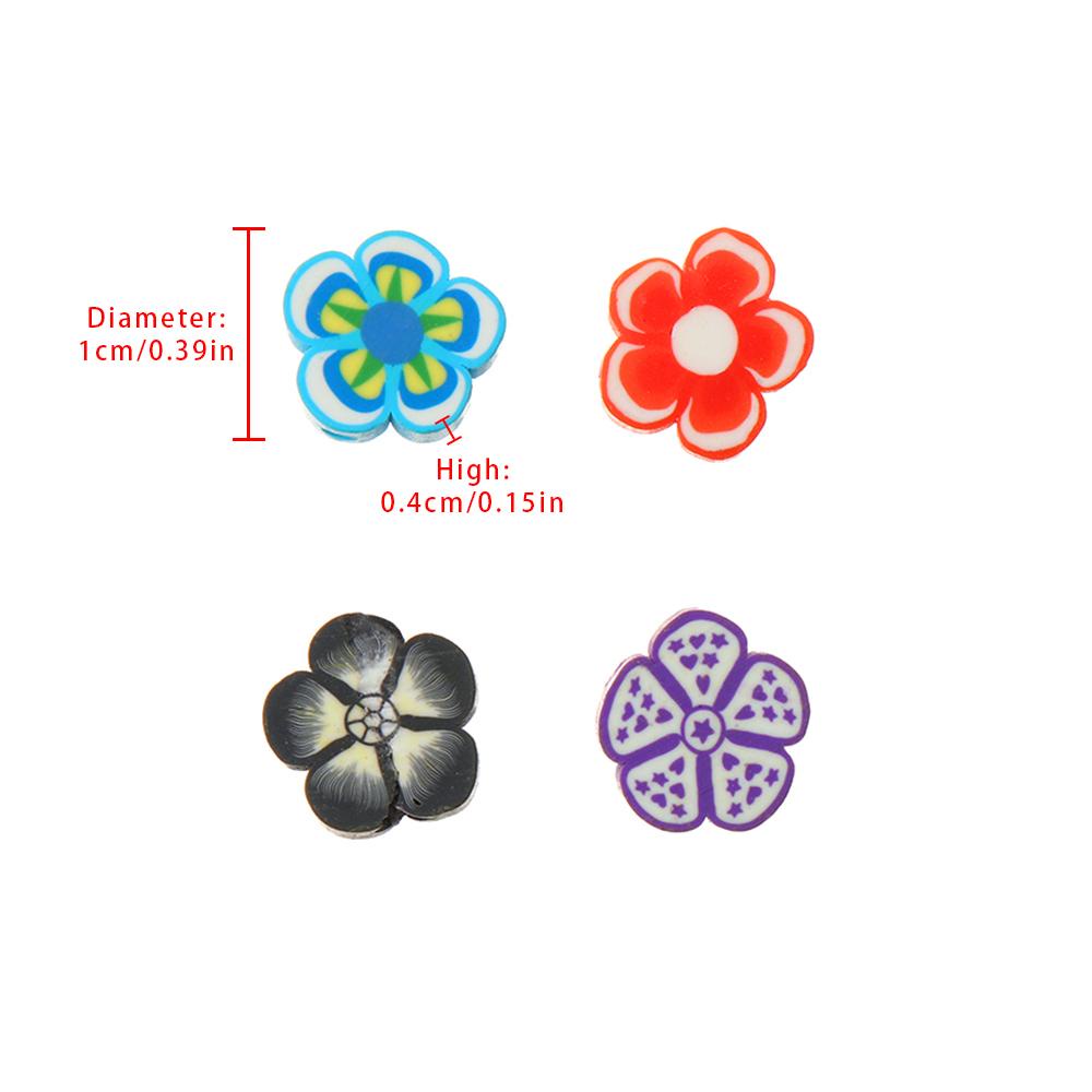 Set 50 Miếng Đất Sét Polymer 10mm Hình Trái Tim / Hoa Đào / Trái Tim
