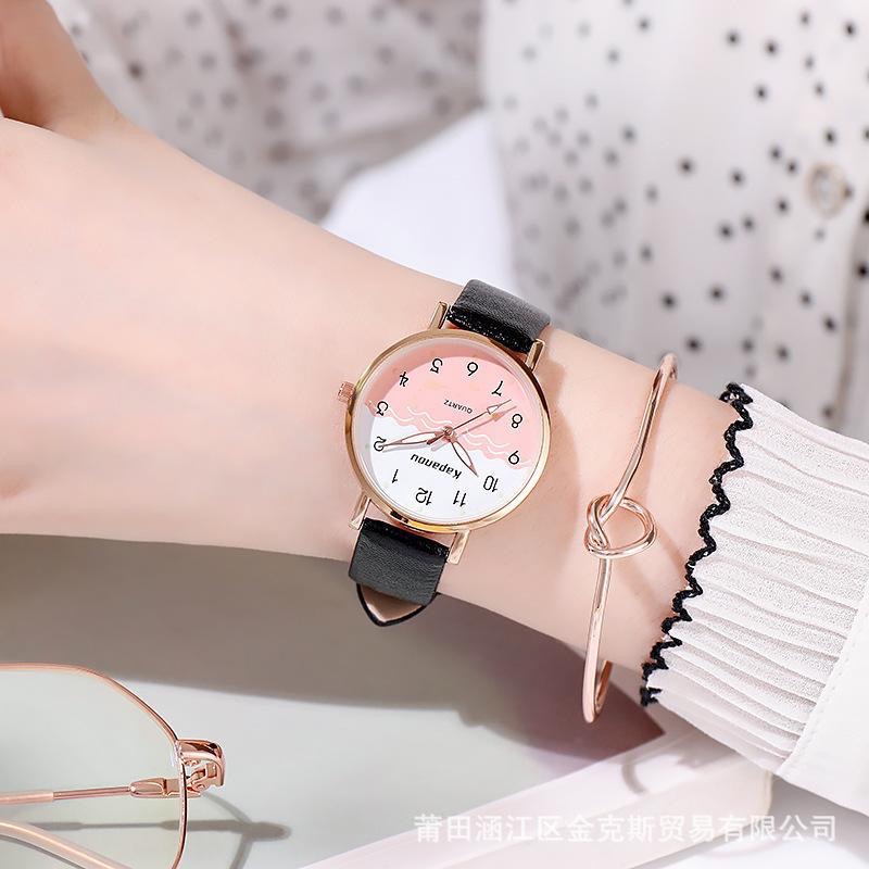 Đồng hồ nữ KAPANOU mặt dạ quang, đồng hồ thời trang chính hãng phong cách Hàn Quốc nhẹ nhàng thanh lịch kết hợp dây da
