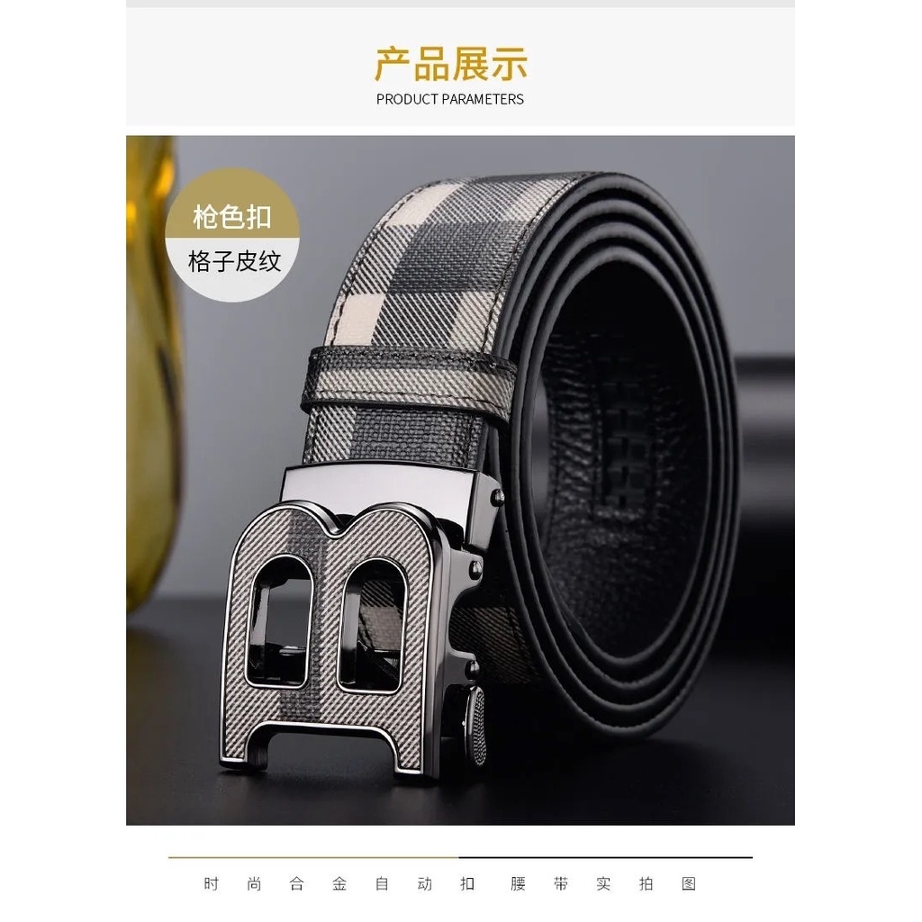 Dây Thắt Lưng Da Bò Khóa Chữ B Màu Vàng Kim Phong Cách Hàn Quốc Thời Trang Cho Nam