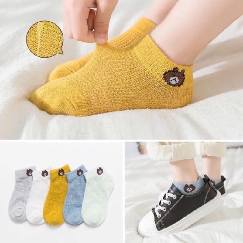 🧦🧦 VỚ LƯỚI HÌNH GẤU BROWN CHO BÉ ( Hàng loại I túi Zip lụa )