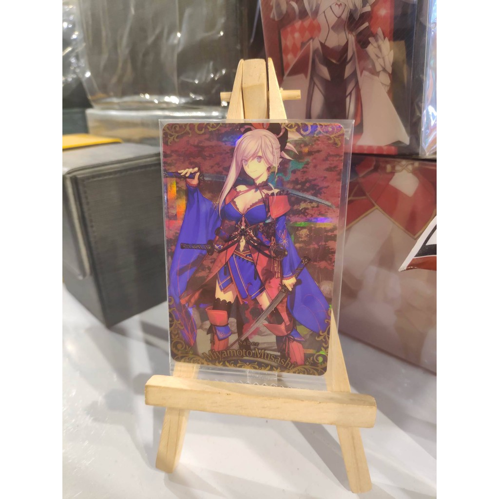 Thẻ bài sưu tầm bánh xốp Fate Grand Order FGO Miyamoto Musashi SR - Secret Rare - Tặng bọc bài nhựa bảo quản