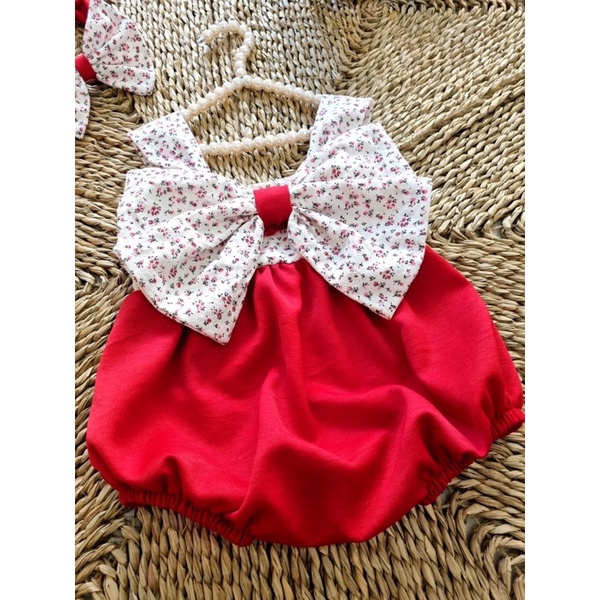 Bodysuit Nơ To Chất Đũi Cara Cho Bé Gái Gái 3 Đến 12kg, Áo Liền Quần Bé Gái 2 Dây Xinh Xắn [A275]