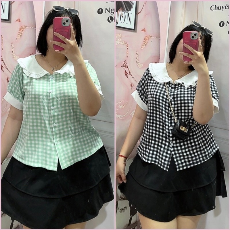 Áo Kiểu Caro Bigsize Nữ 68kg đến 95kg