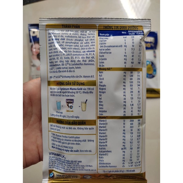 combo 12 gói Sữa bột optimum mama 43gr/ gói