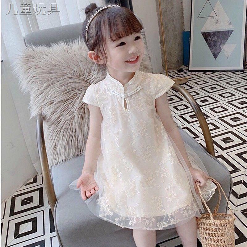 ❣❖✲Quần áo trẻ em mới của trẻ em sườn xám váy công chúa 2021 mùa hè phong cách Trung Quốc cô gái váy siêu tây phong cách