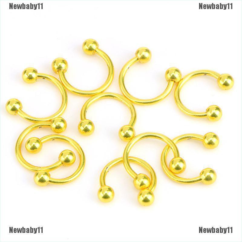 Set 10 Khuyên Mũi / Môi / Tai / Mũi Bằng Thép Không Gỉ