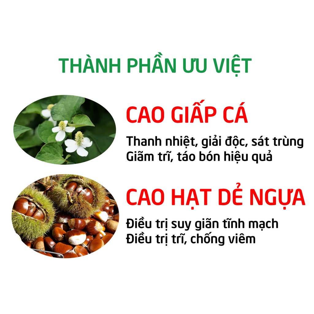 Viên cao giấp cá thảo dược giảm táo bón, giảm trĩ, bền thành mạch - 30 viên [Viên Giấp Cá HD Extra]