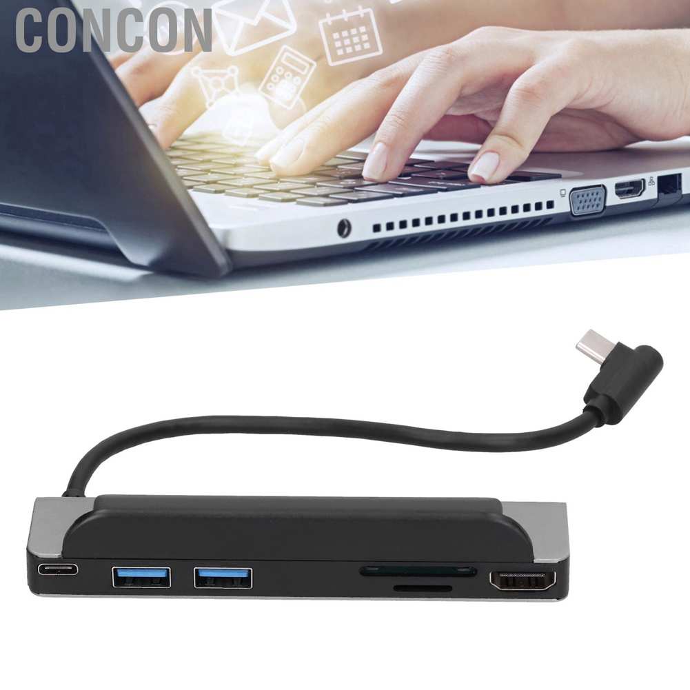 Concon Docking Station 6 in 1 Type C to High Definition Multimedia Interface USB Memory Card Storage PD Expansion Dock