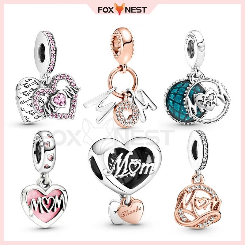 Mum & Timeless Mặt Dây Chuyền Hình Trái Tim Trong Suốt Lấp Lánh DIY Mạ Bạc S925