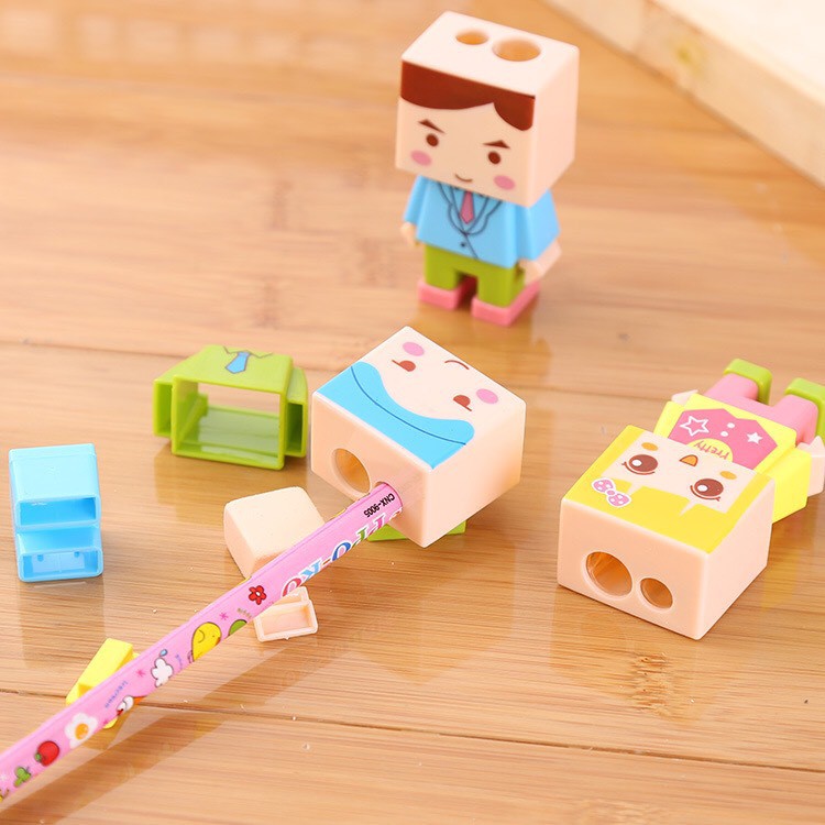 Gọt Bút Chì Hình Lego Minecraft Tặng Kèm Tẩy Chuốt Bút Gỗ Và Màu
