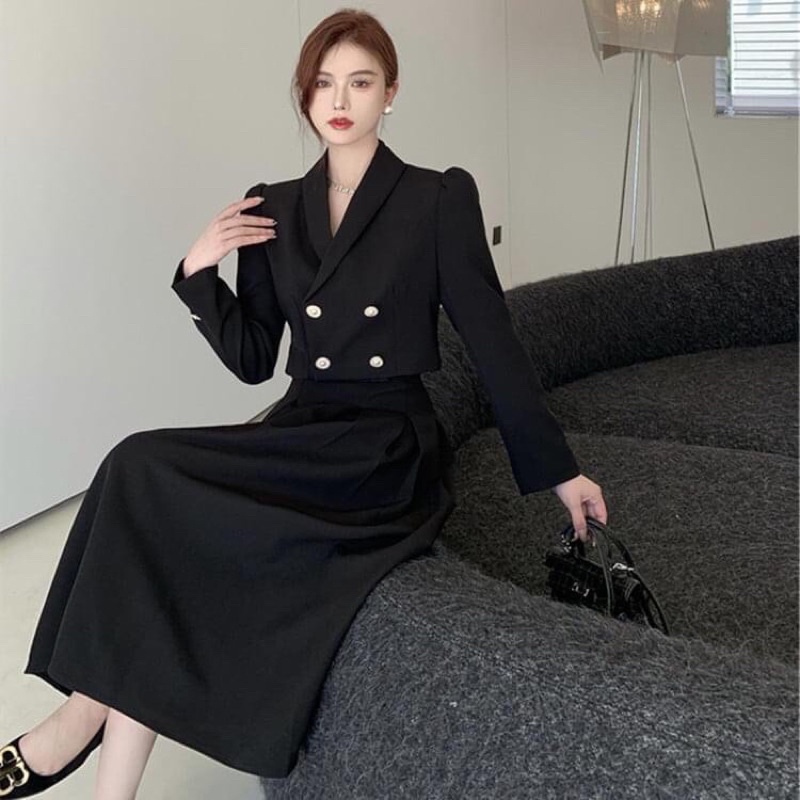 Set Áo Vest chân váy + Vest  Hàn Quốc lịch lãm - Nữ  - Màu Đen size S M L | BigBuy360 - bigbuy360.vn