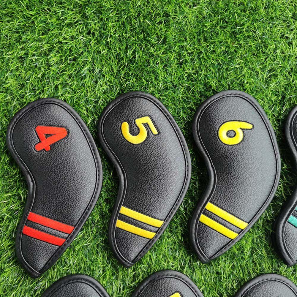 Set 9 Vỏ Bọc Bảo Vệ Đầu Gậy Đánh Golf 4-9, P ,S ,A Thêu Chữ Số