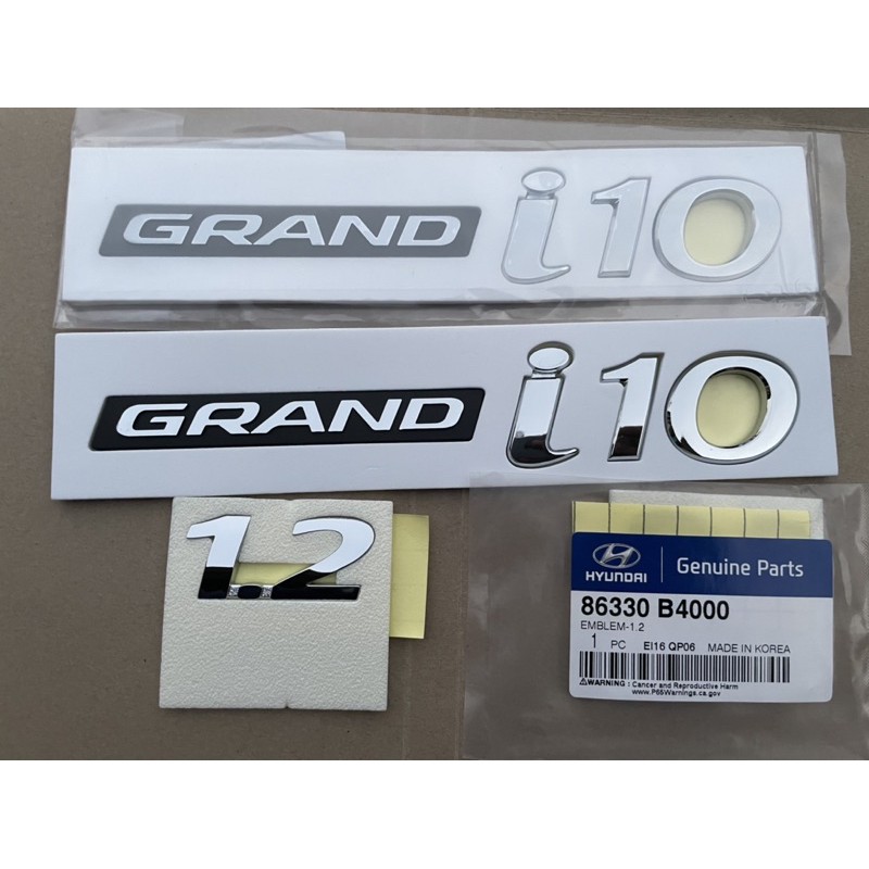 Bộ logo chữ nổi huyndai grand I10 1.2 xịn chính hãng 86330b4000 86310b4000