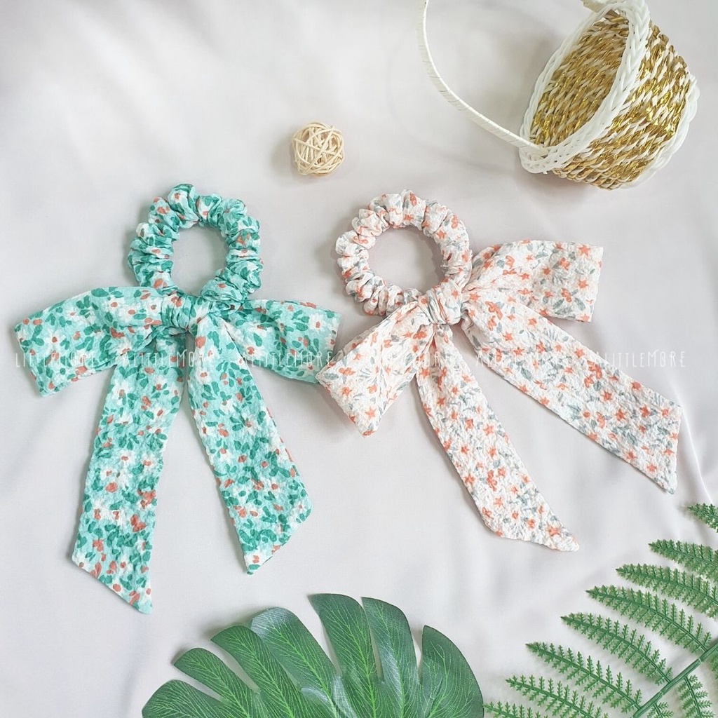 Dây Buộc Tóc Scrunchies AlittleMORE Thắt Nơ Đũi Hàn Quốc Cao Cấp Dễ Thương Cột Tóc Đẹp