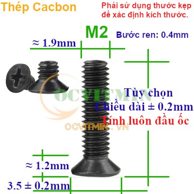 Ốc Vít Bake Đầu Bằng M2 Thép Cacbon