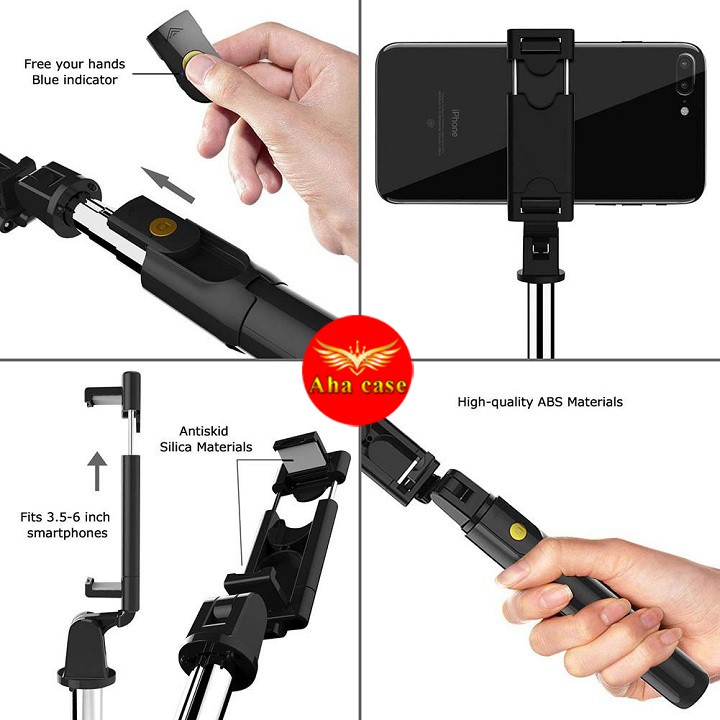 Gậy Chụp Ảnh Tự Sướng Bluetooth Tripod R1 - Giá Đỡ Điện Thoại 3 Chân Đa Năng - Chụp Hình Selfie - Kèm Điều Khiển từ xa