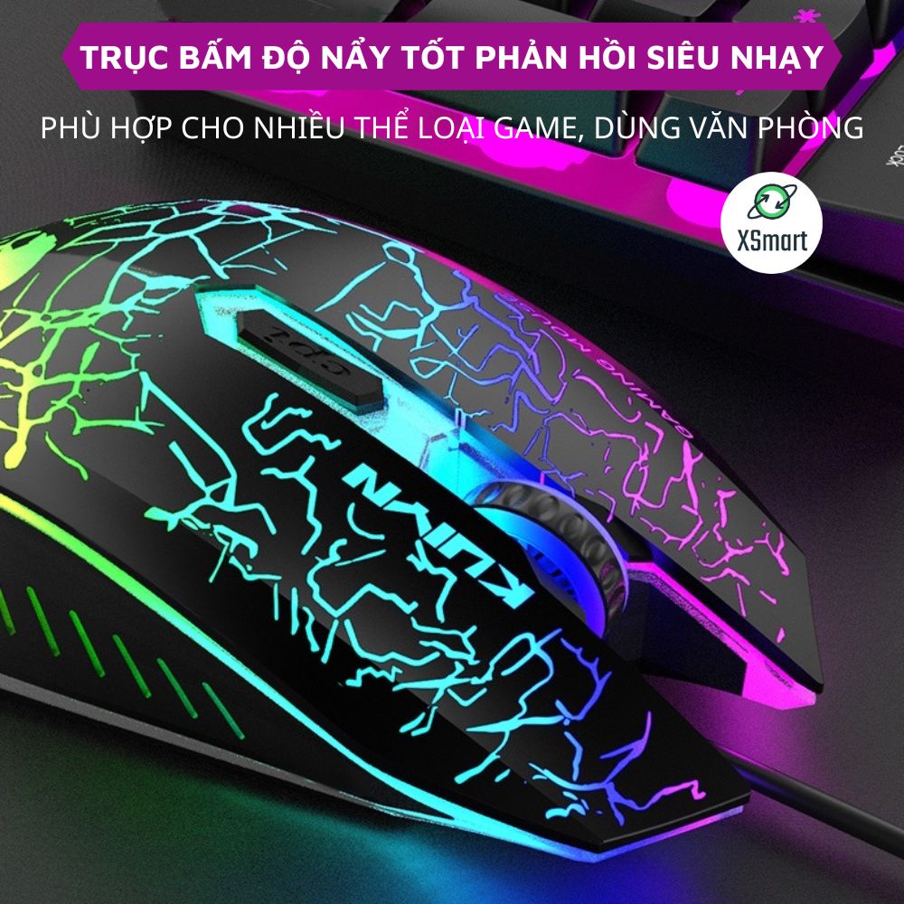 Chuột Máy Tính Gaming Led T66 RGB, 3 Mức Chỉnh DPI Siêu Nhạy Chơi Game, Dùng Văn Phòng Cho Máy Tính, Laptop, PC