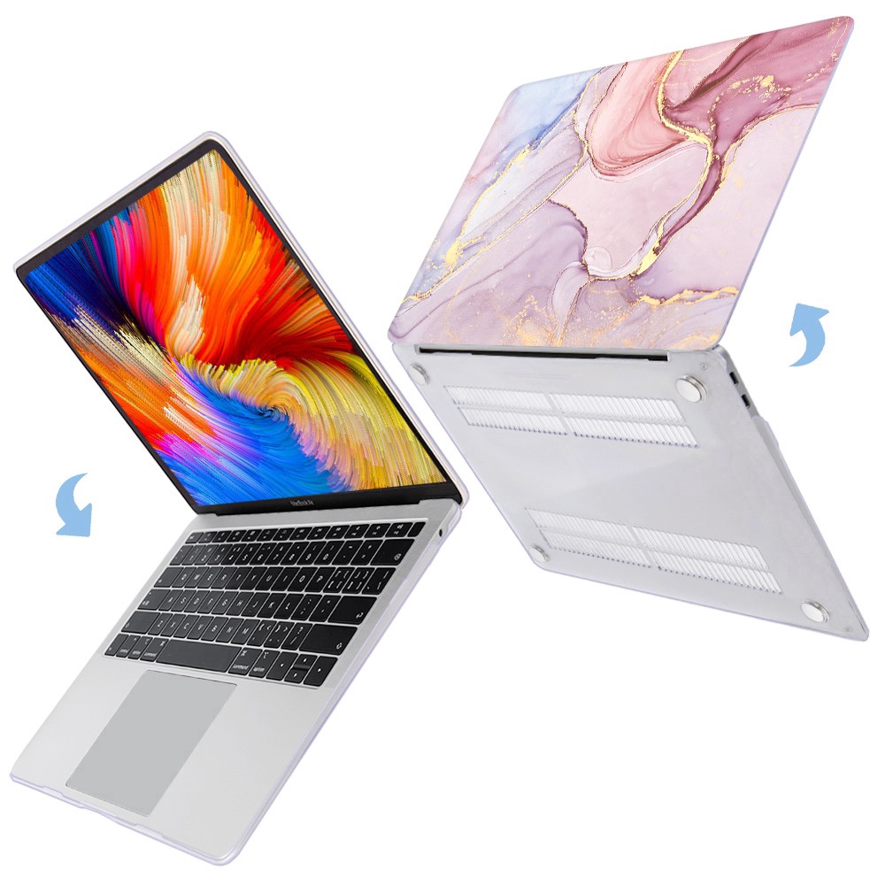 Vỏ nhựa cứng in đá cẩm thạch + phủ bàn phím và cắm chống bụi cho Macbook Air Pro 11 12 13 15 Mac A1932 A2159 A1706 A1466