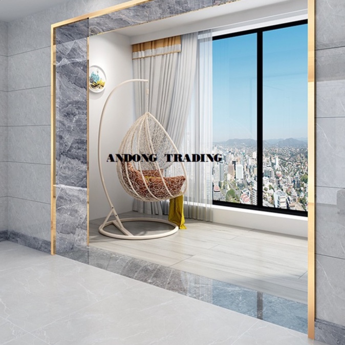 Nẹp Inox V nhiều kt bo góc bảo vệ tường màu vàng gương 1 thanh dài 120cm