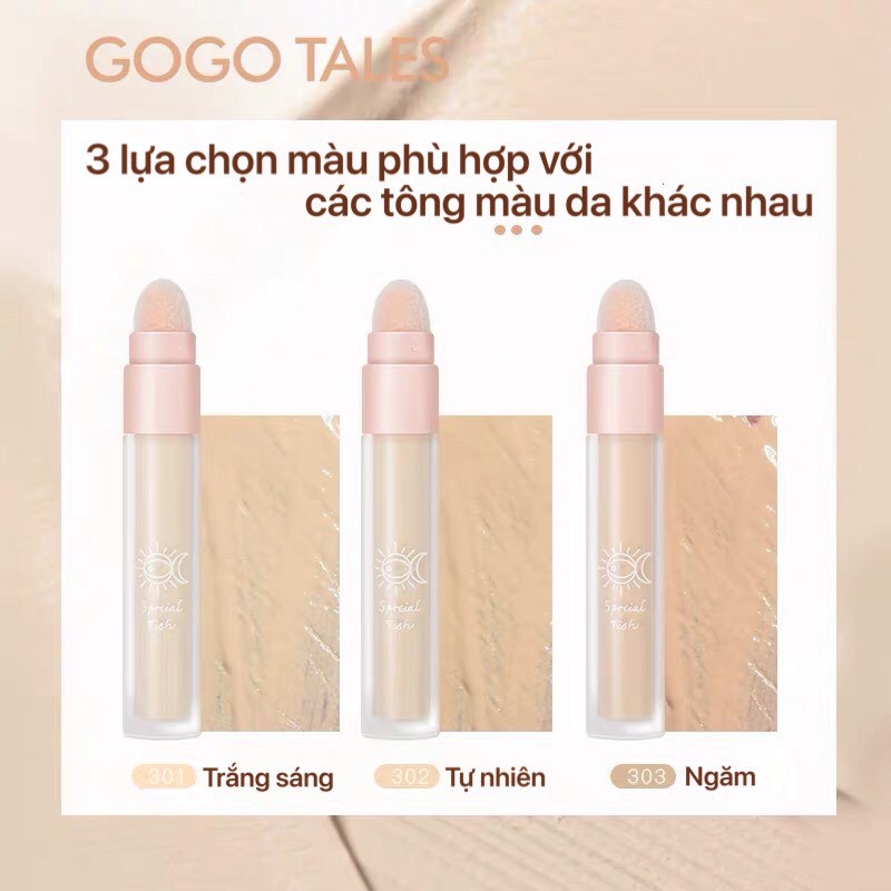 Che khuyết điểm 2 đầu GOGO TALES mịn nhẹ tự nhiên Moisturizing Traceless Concealer dưỡng ẩm Gogotales GT223 GOGO61