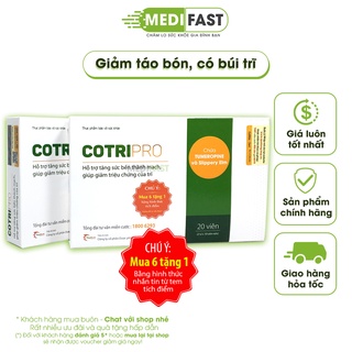 Viên uống giúp co trĩ, hết táo bón Cotripro Hộp 20 viên - Mua 6 tặng 1 bằng tem tích điểm, thành phần thảo dược