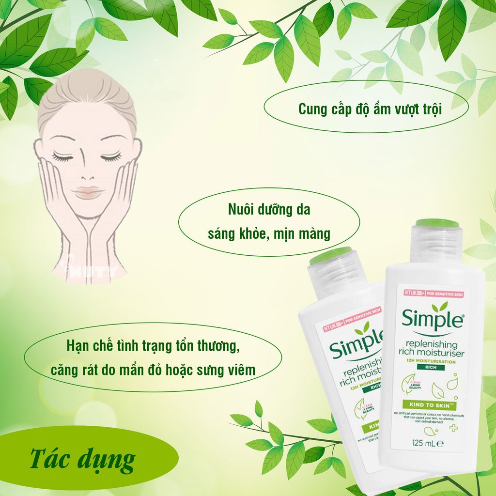 Kem Dưỡng Ẩm Simple Hydrating Light Moisturiser 125ml - Skinfa.