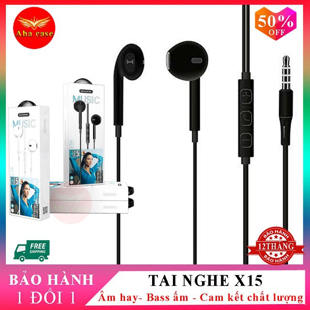 [Free Ship] Tai nghe nhét tai X15 - Âm hay, bass ấm, có mic và nút tạm dừng nhạc tiện lợi, tai nghe dây, Aha Case | BigBuy360 - bigbuy360.vn