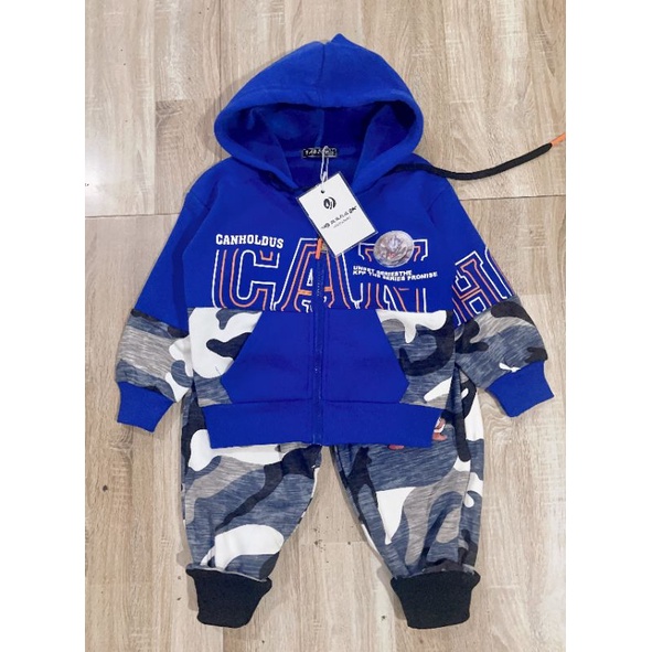 Bộ nỉ kéo khoá phối rằn ri lót lông nhung cho bé Quảng Châu dày dặn