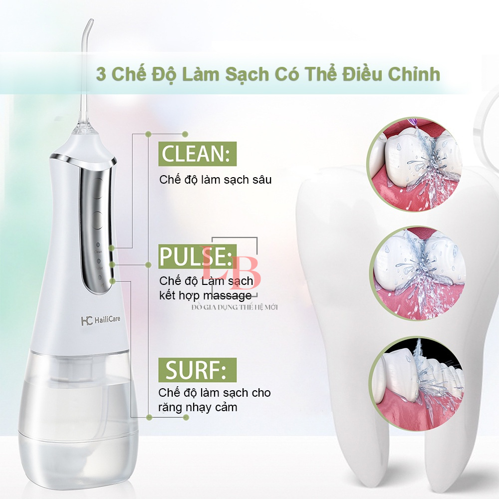 Máy tăm nước HC Hailicare công nghệ Đức, Máy tăm nước cầm tay du lịch xịt siêu mạnh 300ml